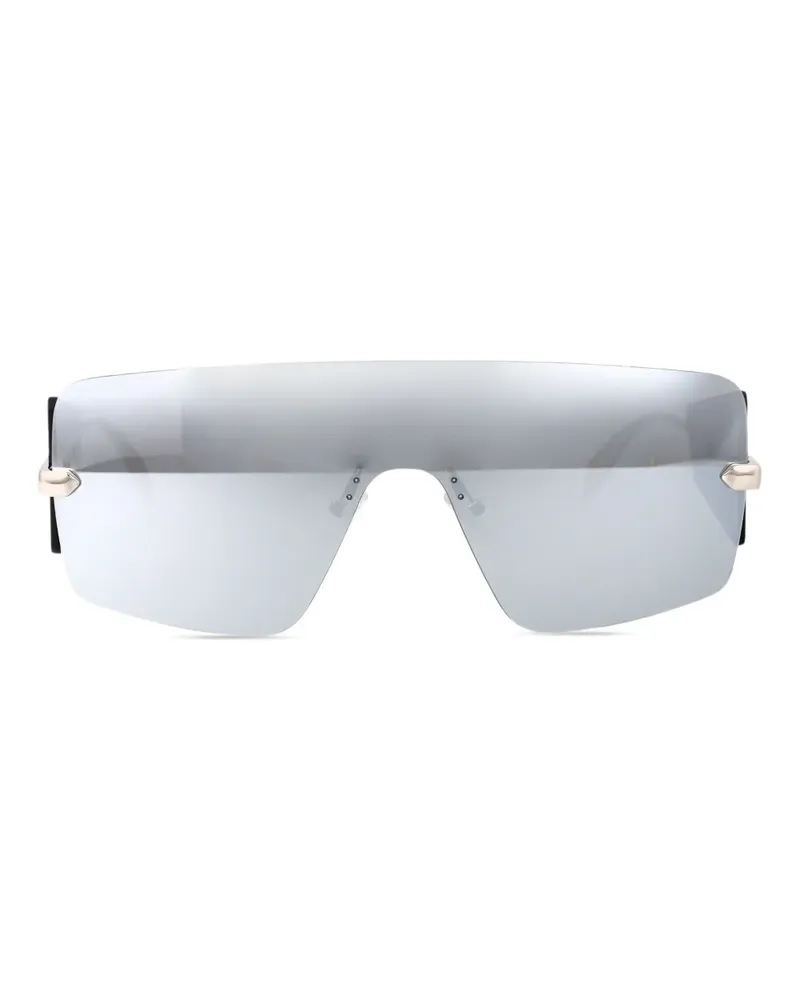 Alexander McQueen Verspiegelte Sonnenbrille mit Shield-Gestell - Silber Silber