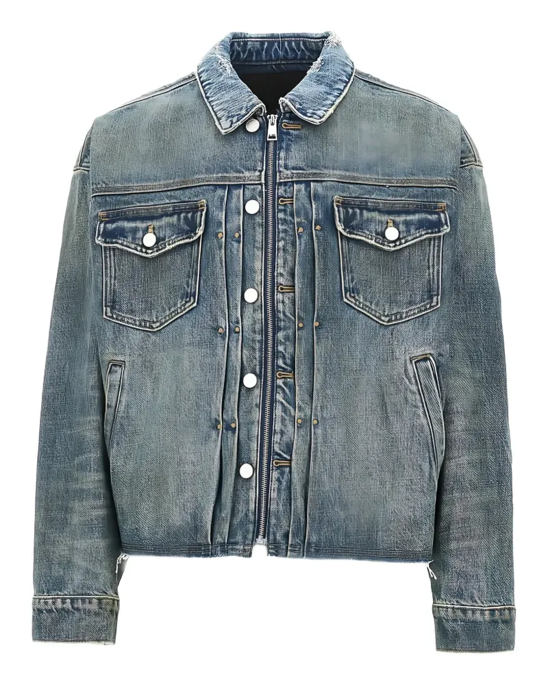 PURPLE BRAND Reflective Selvedge Jeansjacke im Distressed-Look - Blau Blau