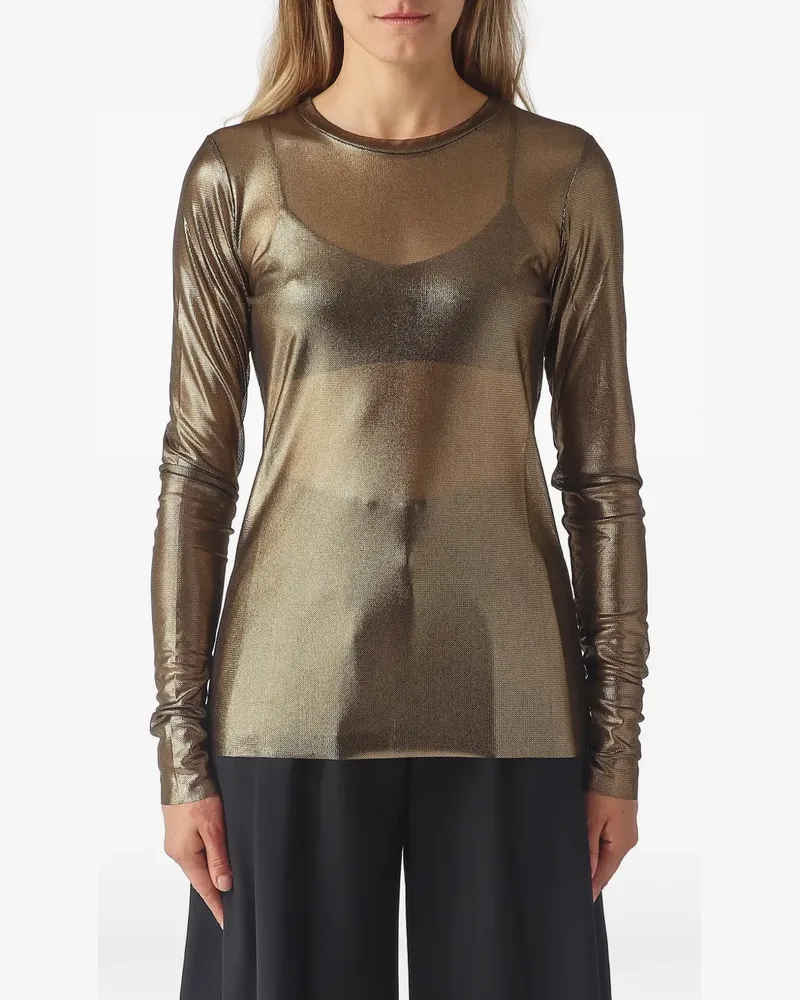 MEIMEIJ metallic-effect long-sleeve T-shirt - Gold Gold