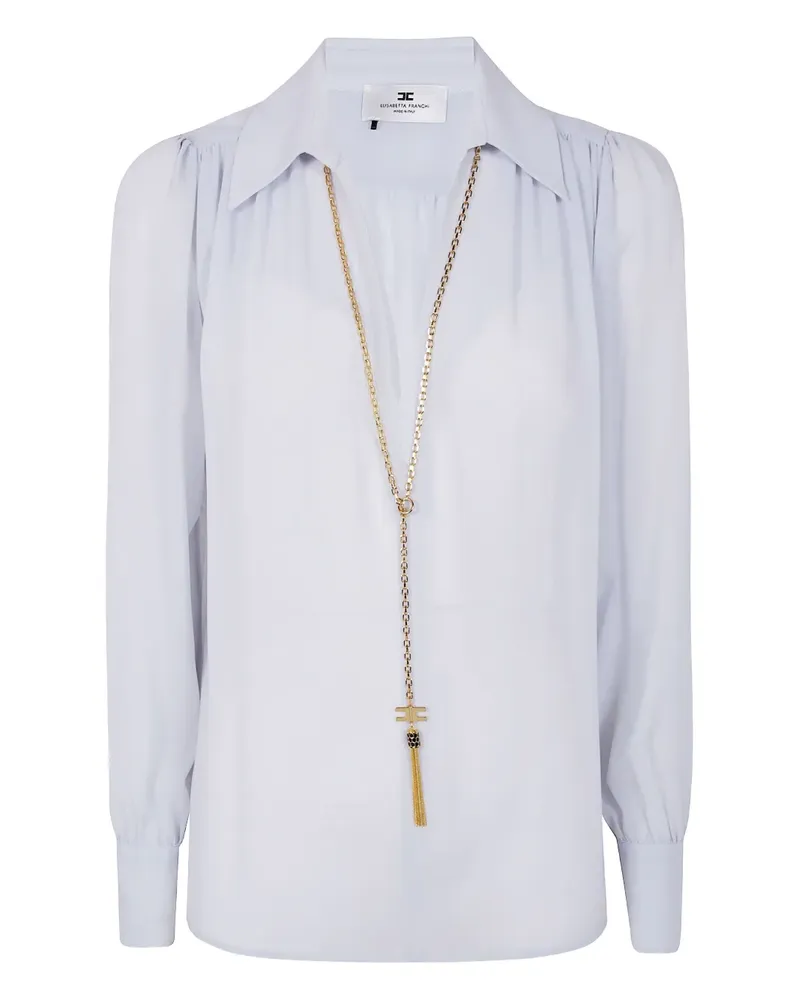 Elisabetta Franchi Puffärmel-Bluse mit Kettendetail - Blau Blau