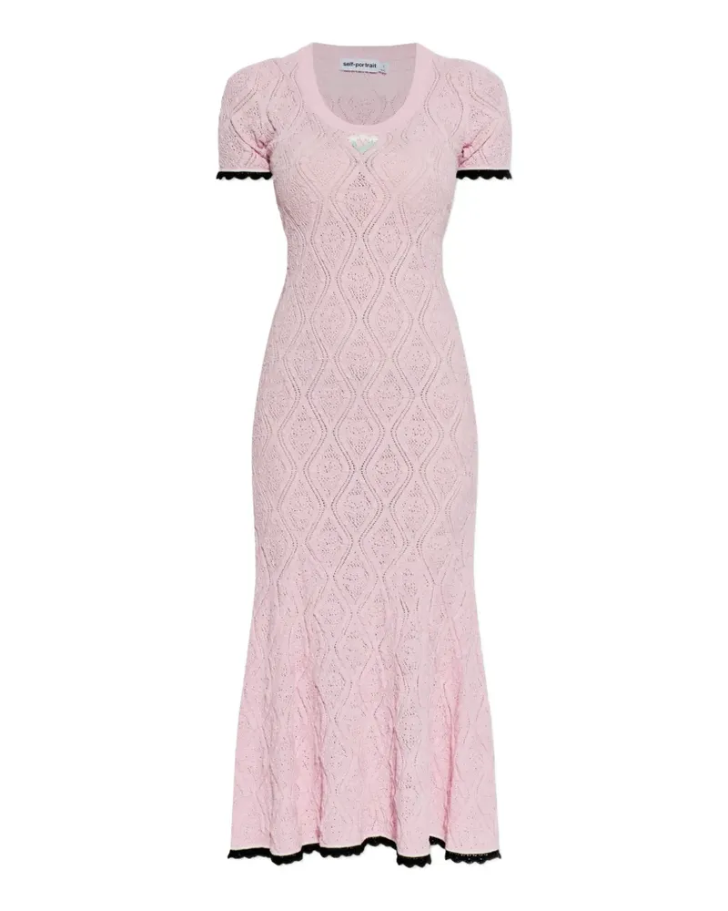 Self-Portrait Gestricktes Midikleid - Rosa Rosa