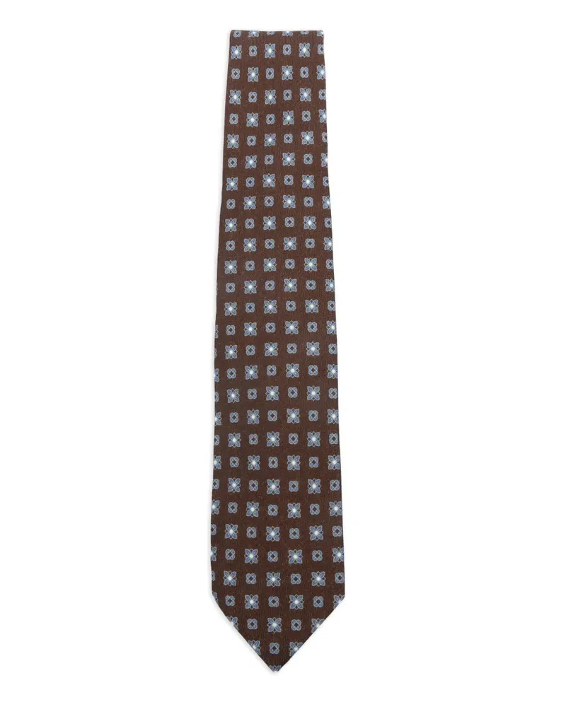 BARBA Gemusterte Seidenkrawatte - Braun Braun