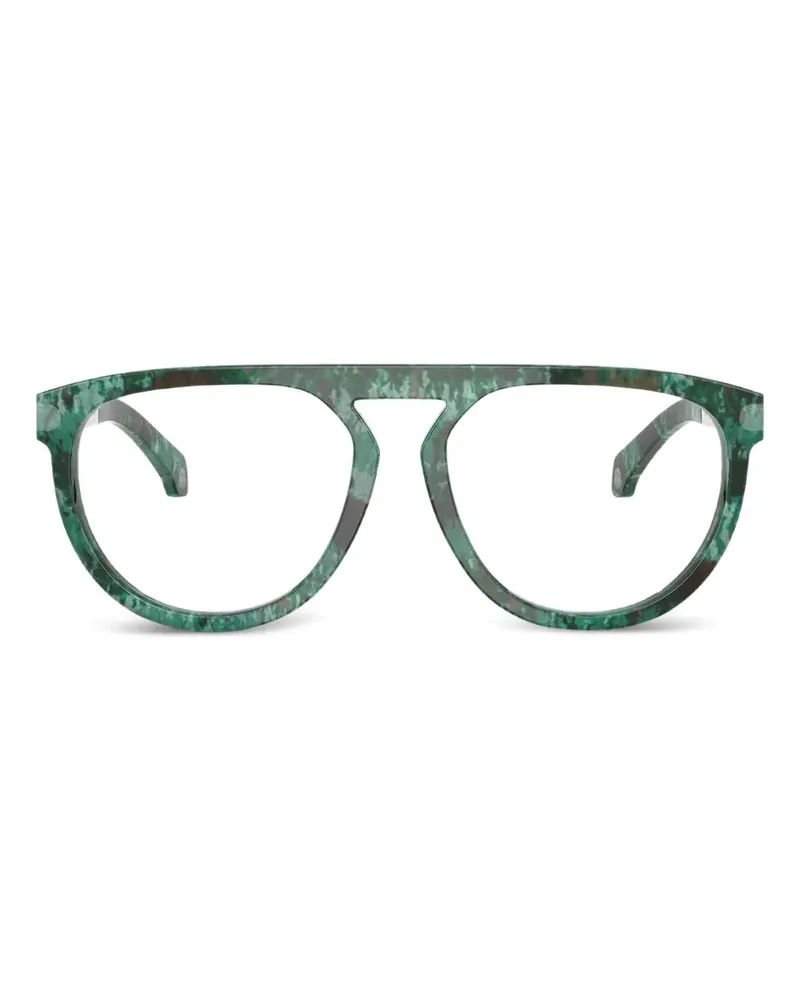 Moncler Runde Brille mit meliertem Azetat - Grün Grün