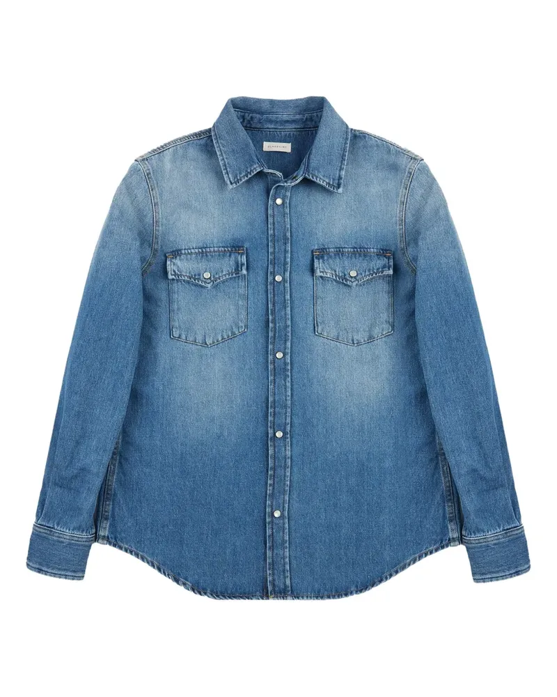 Glanshirt Hemdjacke mit Tasche - Blau Blau