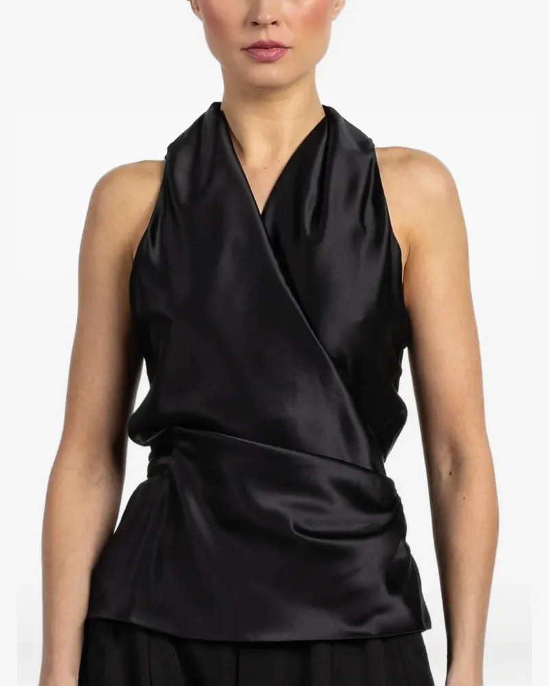 Peter Cohen halter-neck wrap top - Schwarz Schwarz