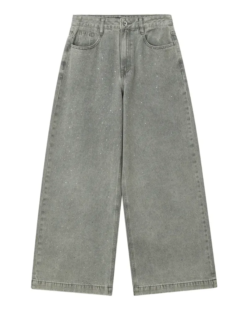 Tout a Coup Wide-Leg-Jeans mit Strass - Grau Grau