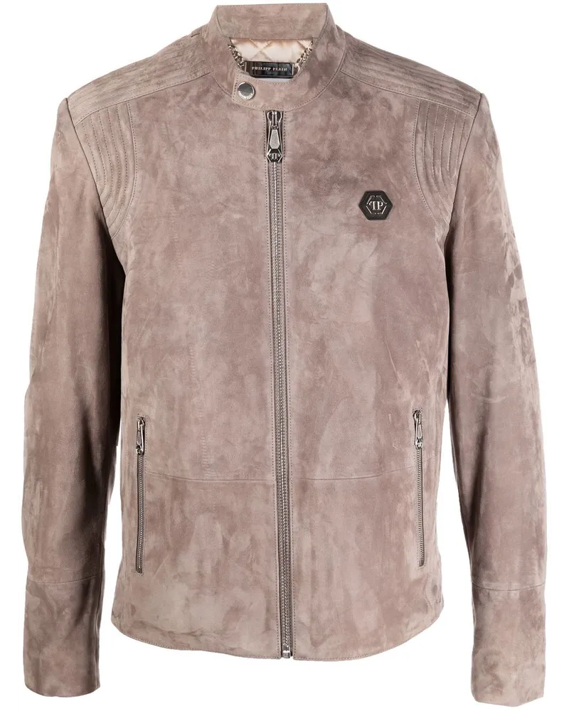 Philipp Plein Gefütterte Wildlederjacke - Grau Grau