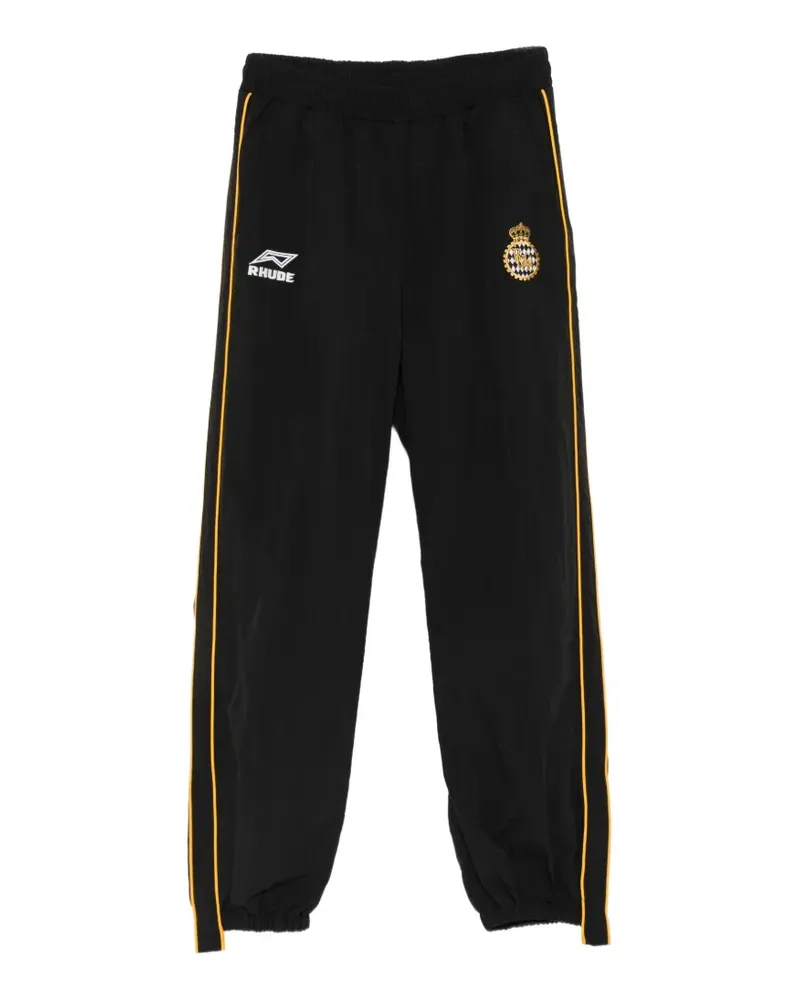 RHUDE logo-embroidered side-stripe track pants - Schwarz Schwarz