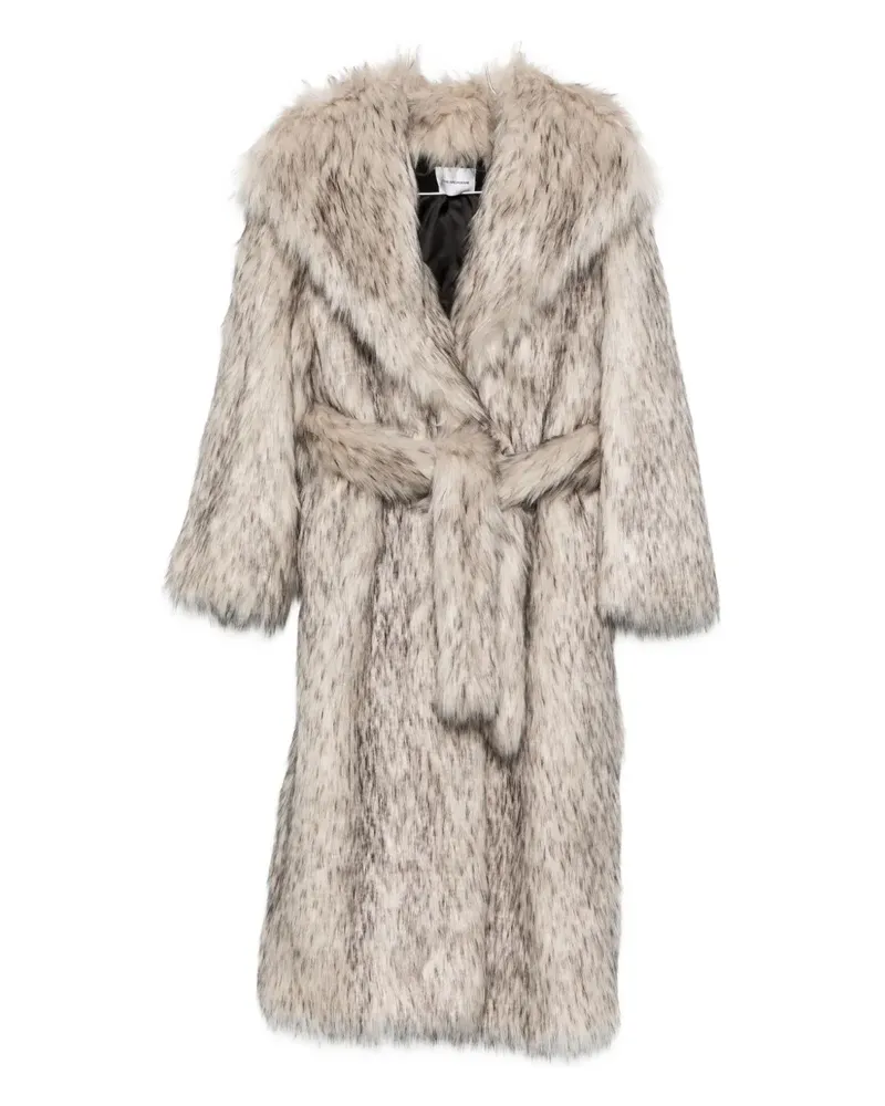 ANDAMANE belted faux-fur coat - Nude Nude