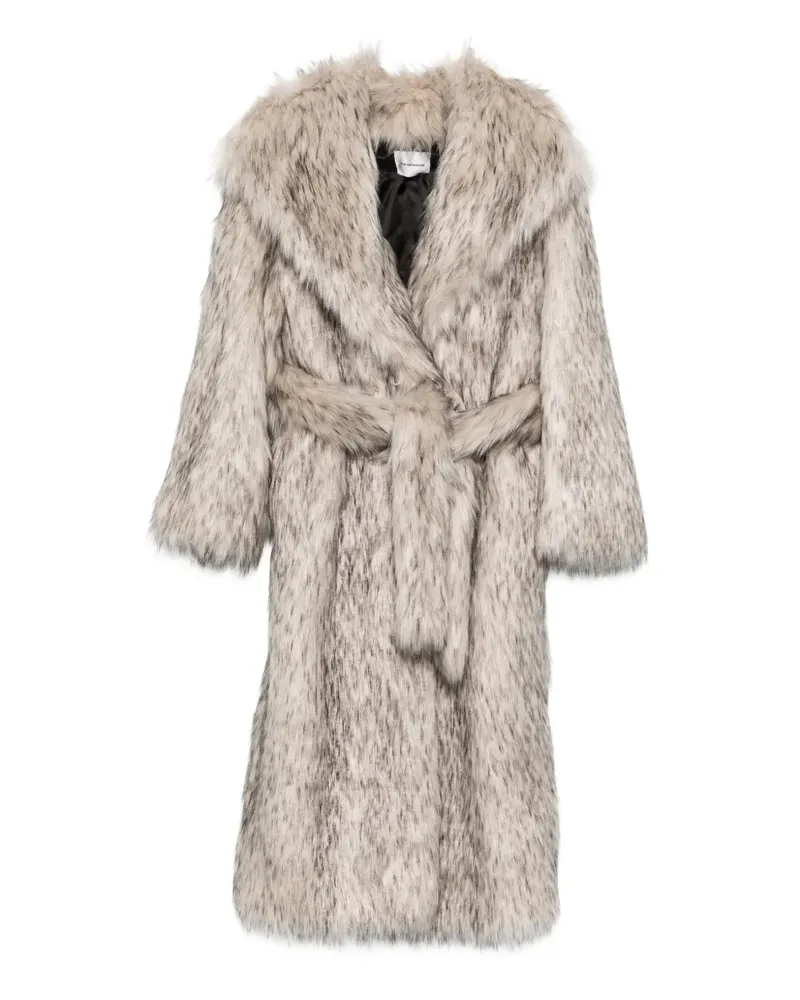 ANDAMANE Faux-Fur-Mantel mit Gürtel - Nude Nude