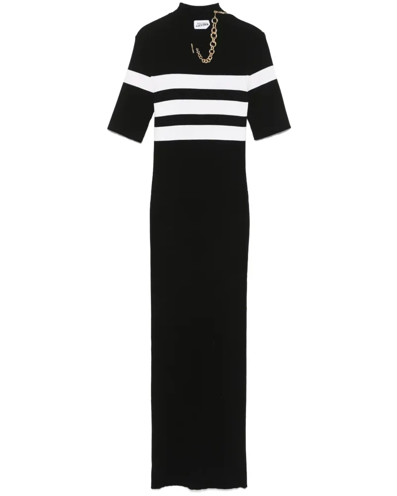 Jean Paul Gaultier Gestreiftes Maxikleid - Schwarz Schwarz