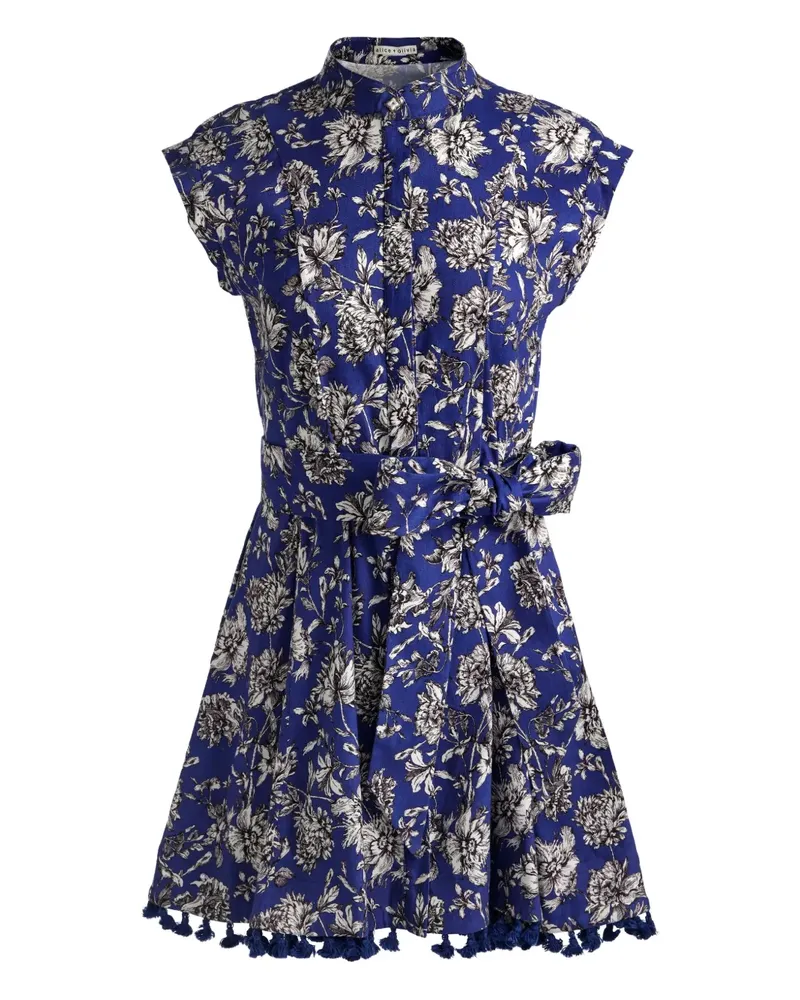 Alice + Olivia Lucy Mini-Hemdkleid mit Blumen-Print - Blau Blau