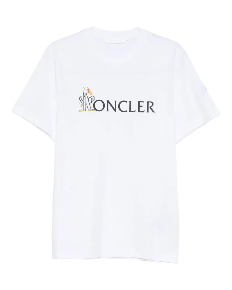 Moncler Kurzärmeliges T-Shirt mit Logo-Print - Weiß Weiß