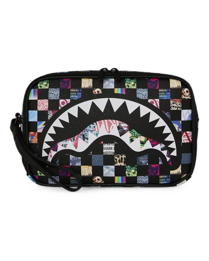 Sprayground Karierter Sharkverse Universe Kulturbeutel - Schwarz Schwarz