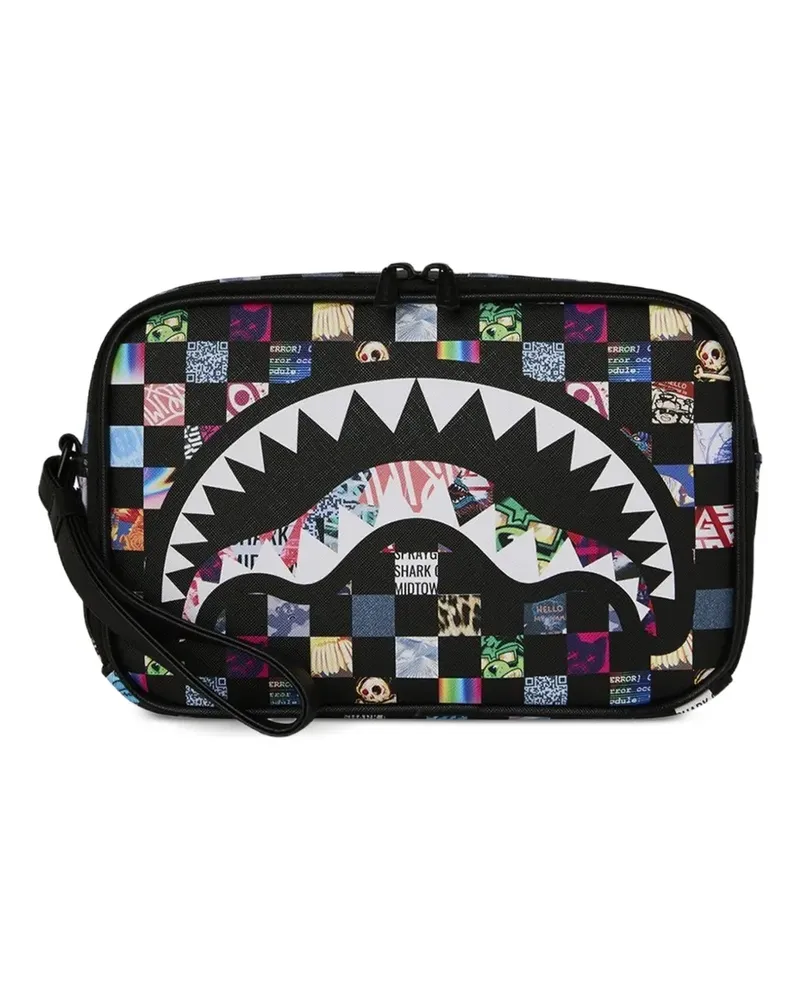 Sprayground Karierter Sharkverse Universe Kulturbeutel - Schwarz Schwarz
