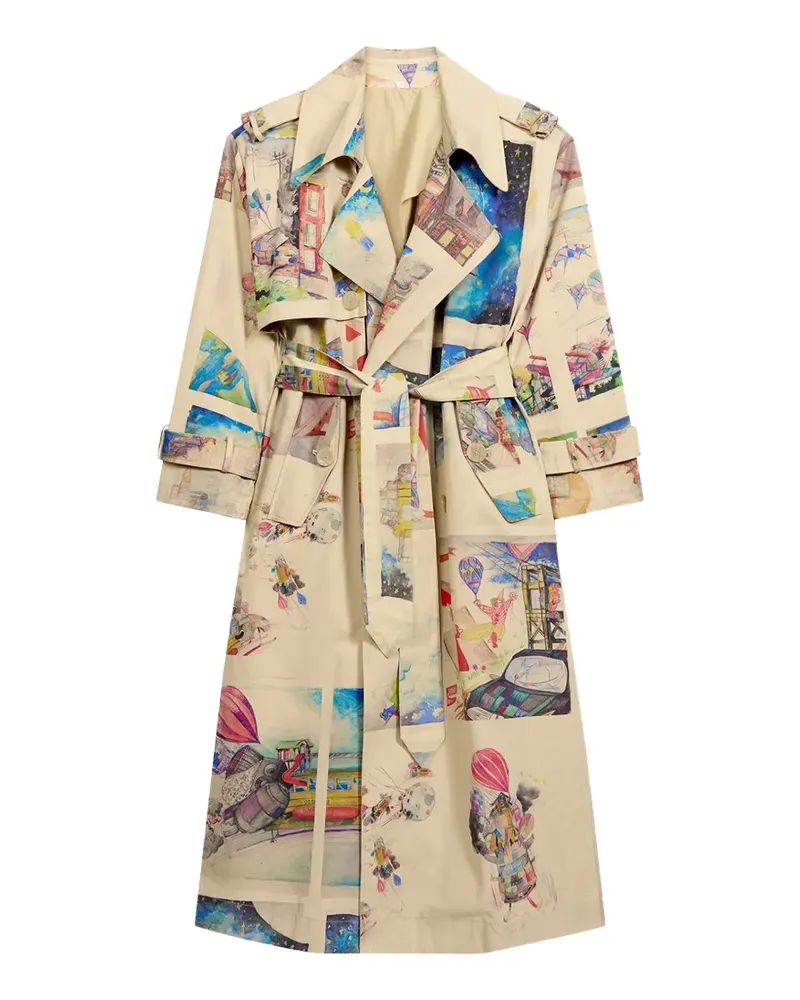 KidSuper Book Paintings Trenchcoat mit Gürtel - Nude Nude