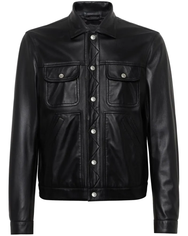 Dsquared2 Bikerjacke aus Leder - Schwarz Schwarz