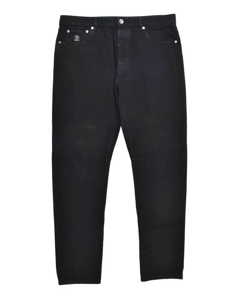 Brunello Cucinelli logo-embroidered jeans - Schwarz Schwarz