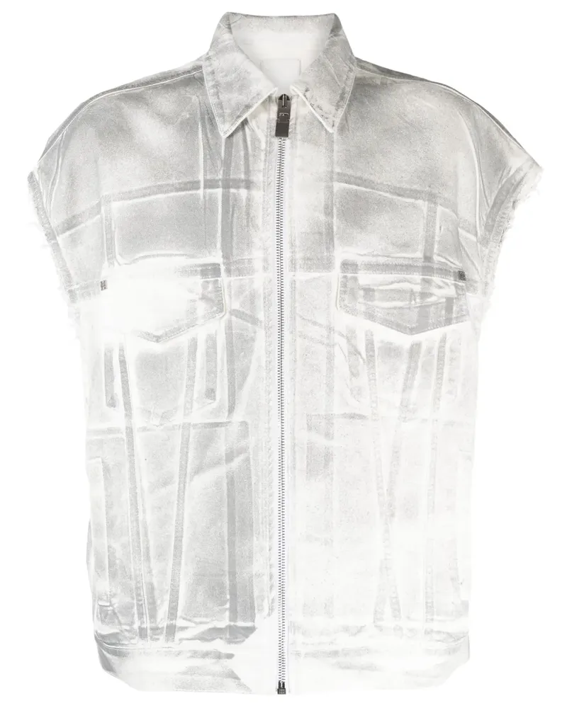 Givenchy 4G Jeansweste mit Graffiti-Print - Grau Grau