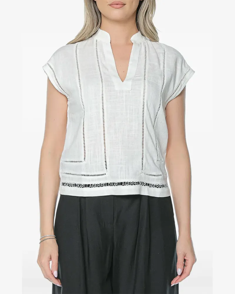 Karl Lagerfeld Bestickte Bluse mit Ziernaht - Weiß Weiß