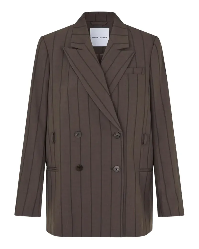 Samsøe & Samsøe Doppelreihiger Sahelly Blazer mit Nadelstreifen - Braun Braun