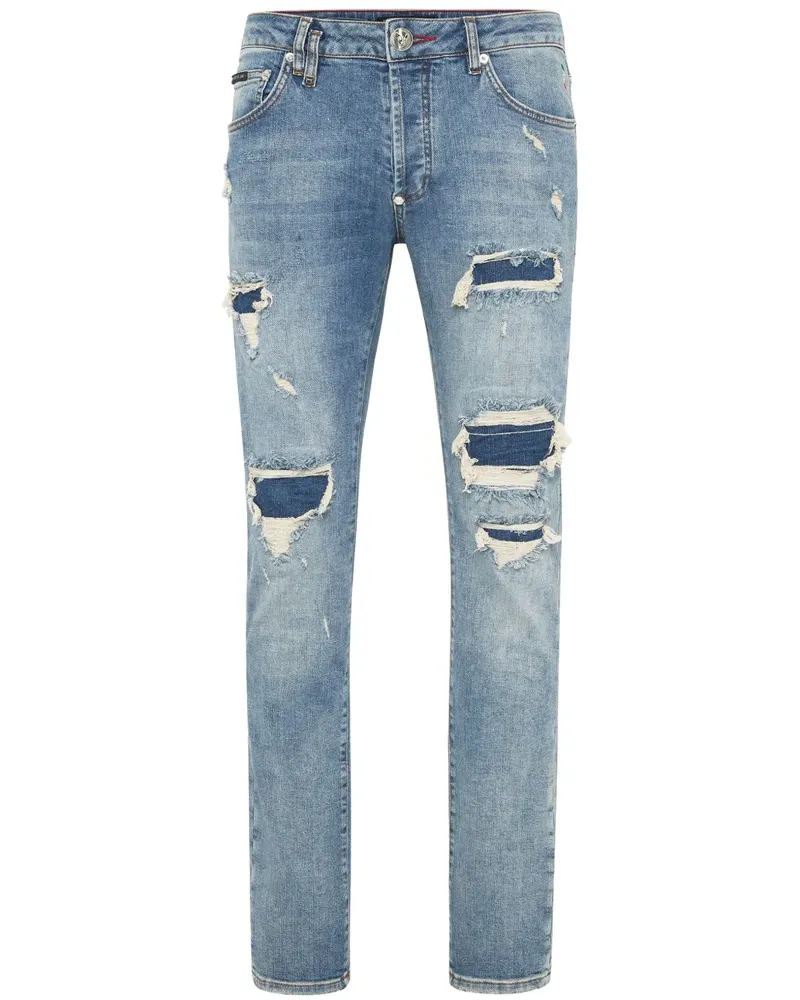 Philipp Plein Jeans im Distressed-Look - Blau Blau