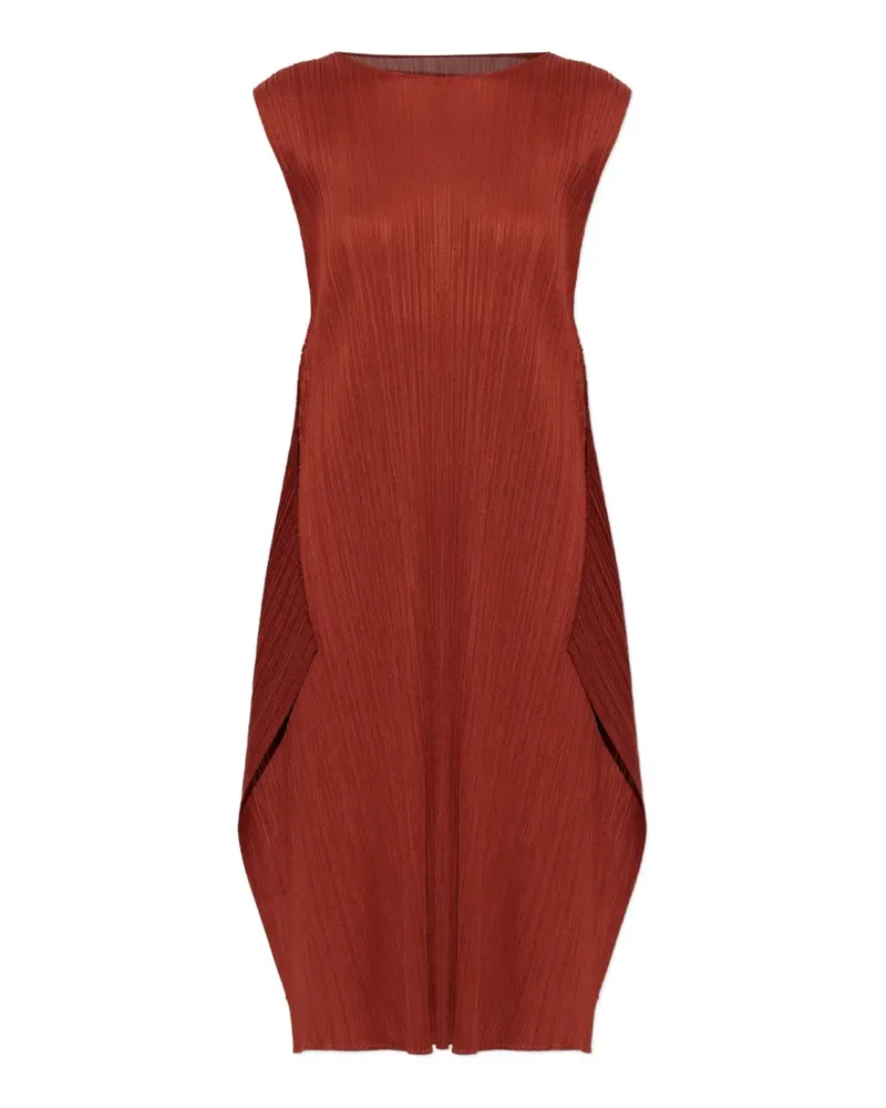 Issey Miyake Ärmelloses Monthly Colors September Midikleid mit Falten - Braun Braun