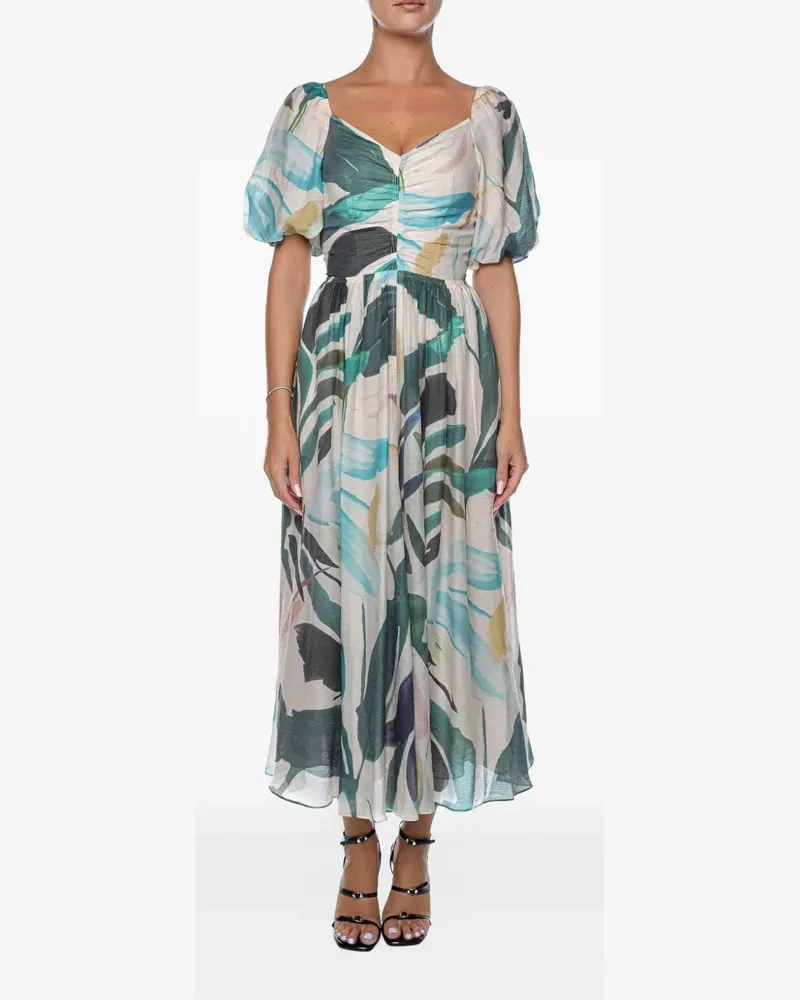 Ted Baker Moyla printed puff-sleeve dress - Weiß Weiß