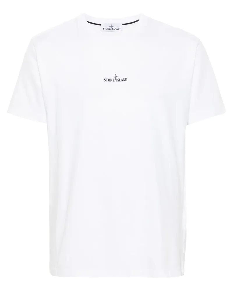 Stone Island T-Shirt mit Logo-Print - Weiß Weiß