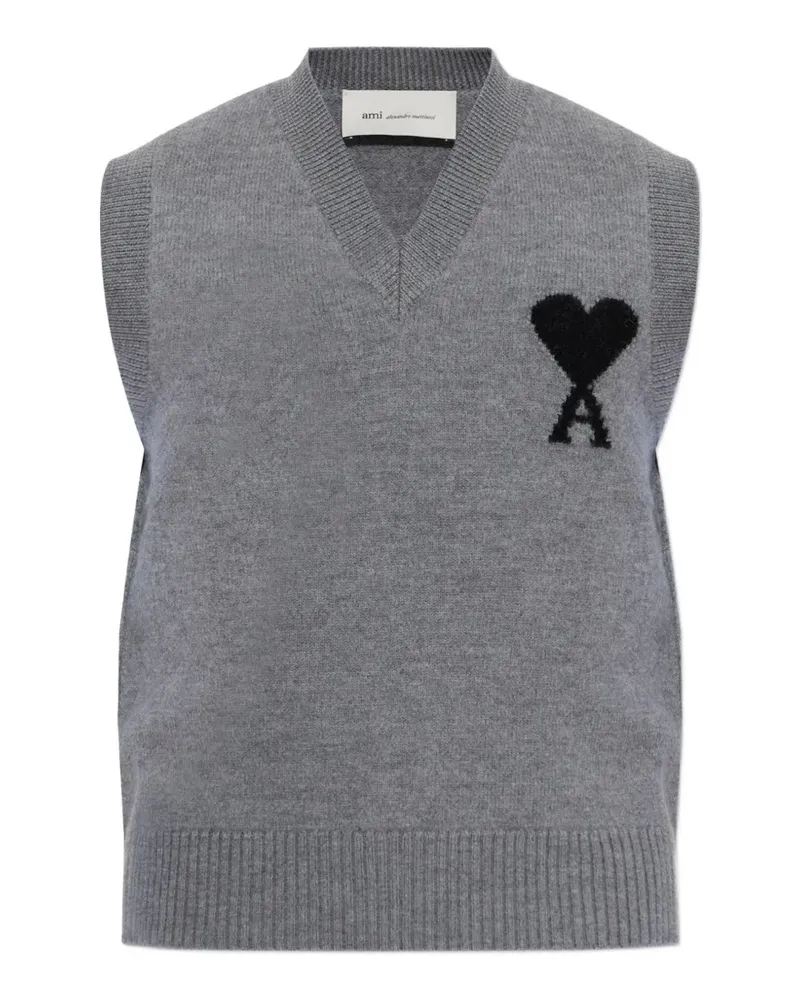 AMI Paris Ami de Coeur V-neck vest - Grau Grau