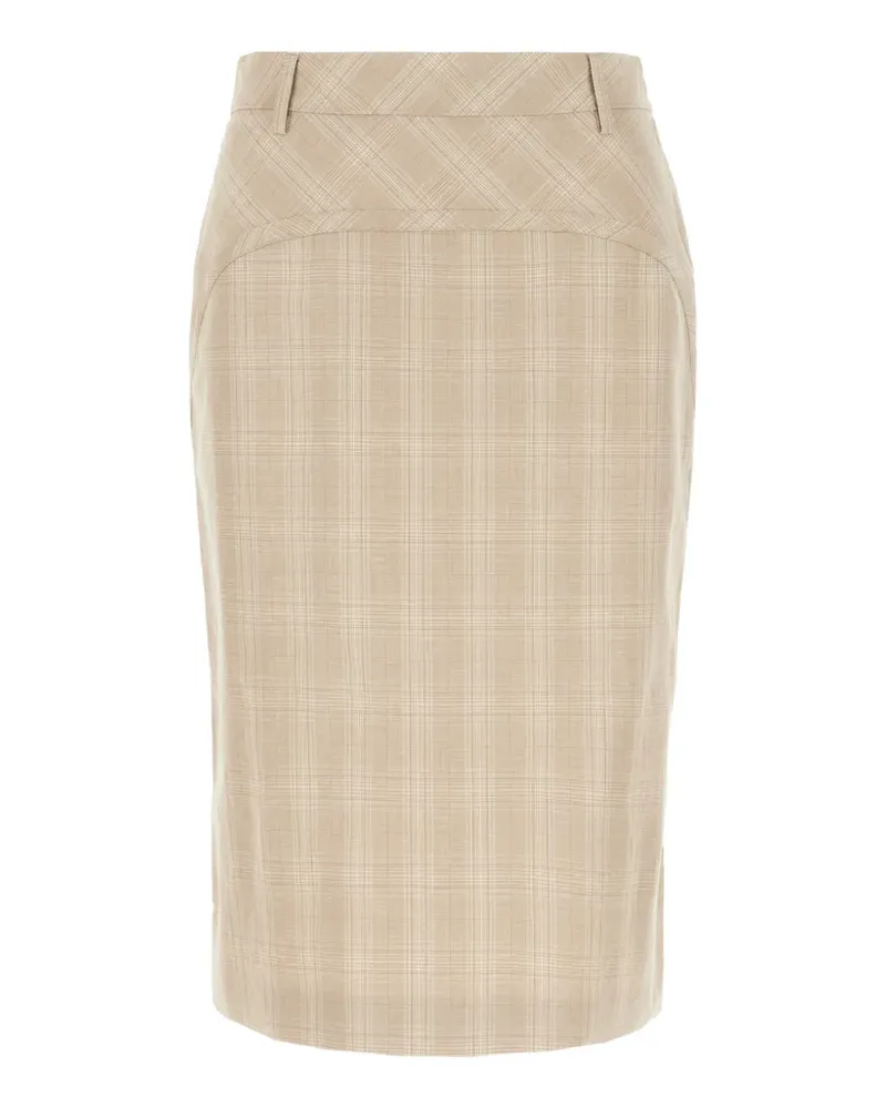 Iceberg check ruffled midi skirt - Nude Nude
