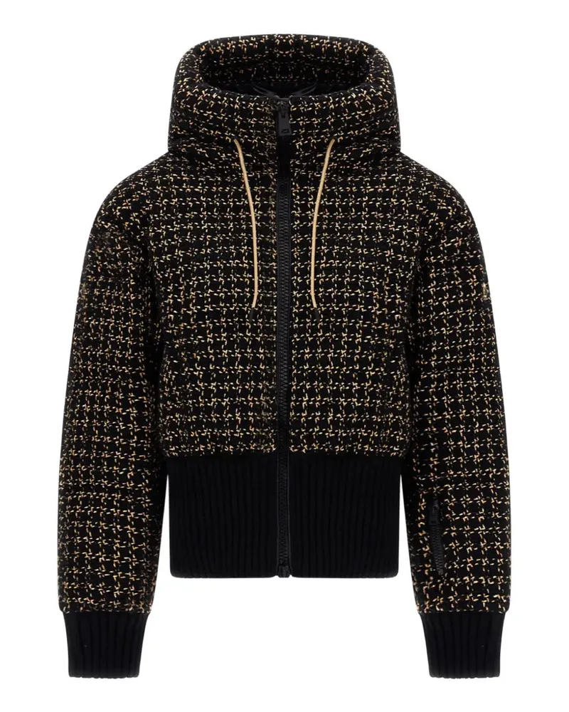 Herno Kapuzenjacke aus Bouclé-Strick - Schwarz Schwarz