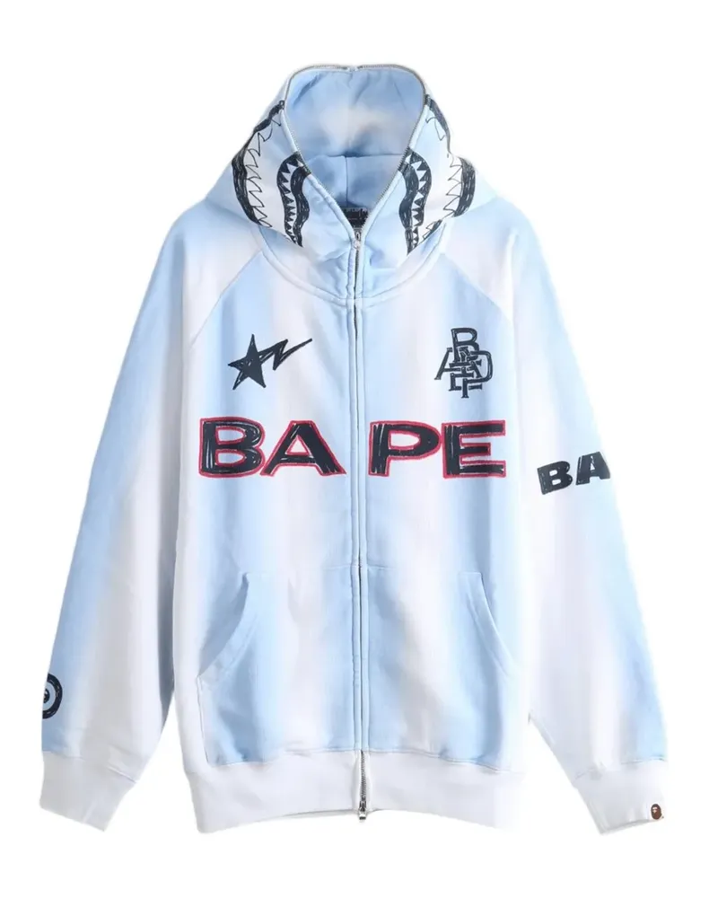 BAPE Shark logo-print hoodie - Blau Blau