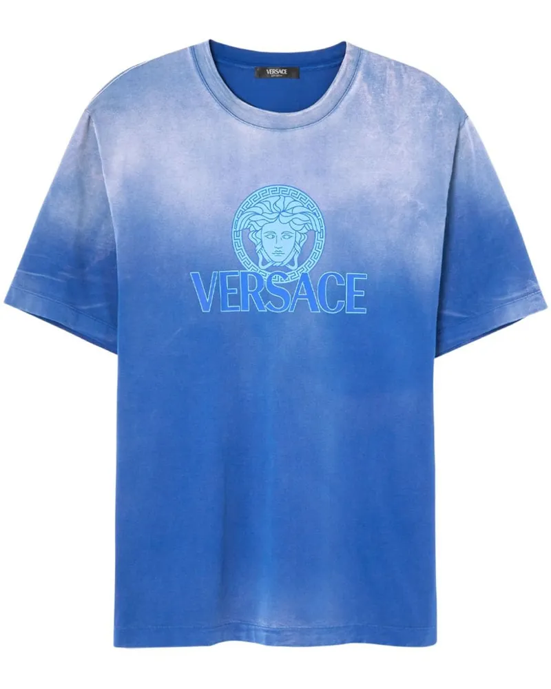 Versace Medusa-T-Shirt mit Farbverlauf-Print - Blau Blau