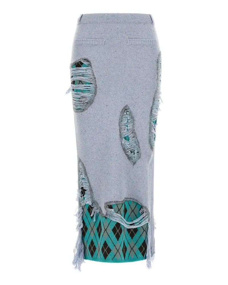 Moschino Argyle deconstructed midi skirt - Blau Blau