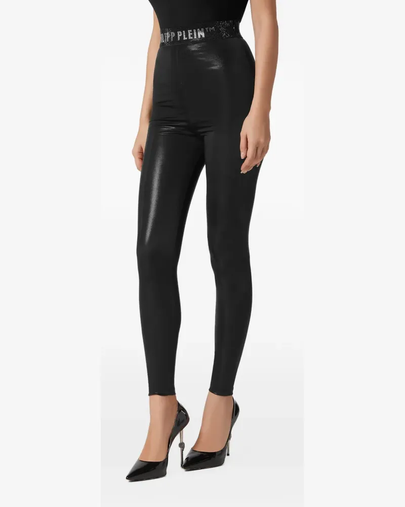 Philipp Plein Leggings mit Logo-Bund - Schwarz Schwarz