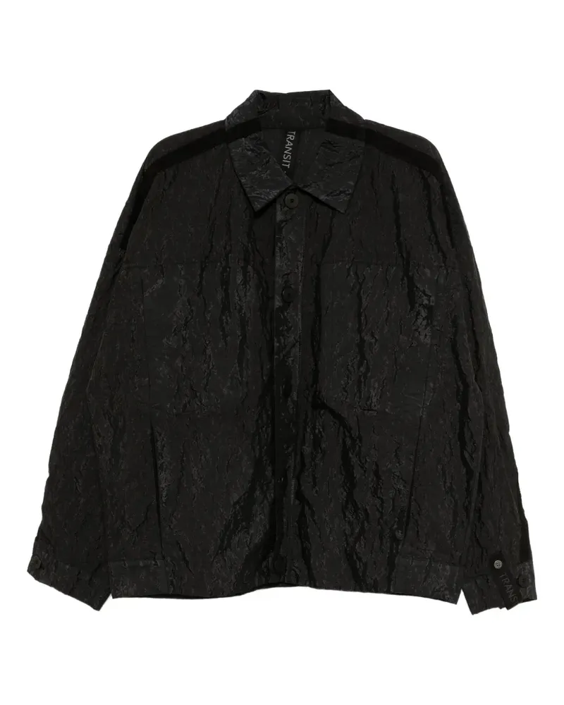 TRANSIT Hemdjacke in Knitteroptik - Schwarz Schwarz