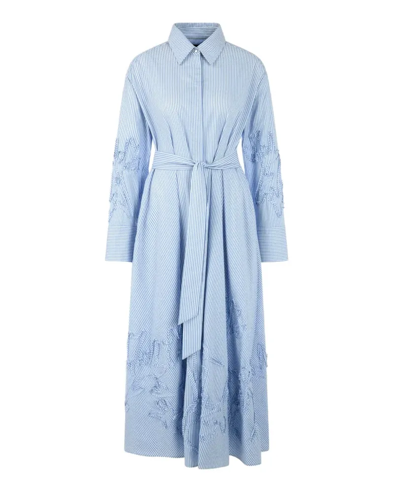 Marc Cain striped ruffled midi dress - Blau Blau