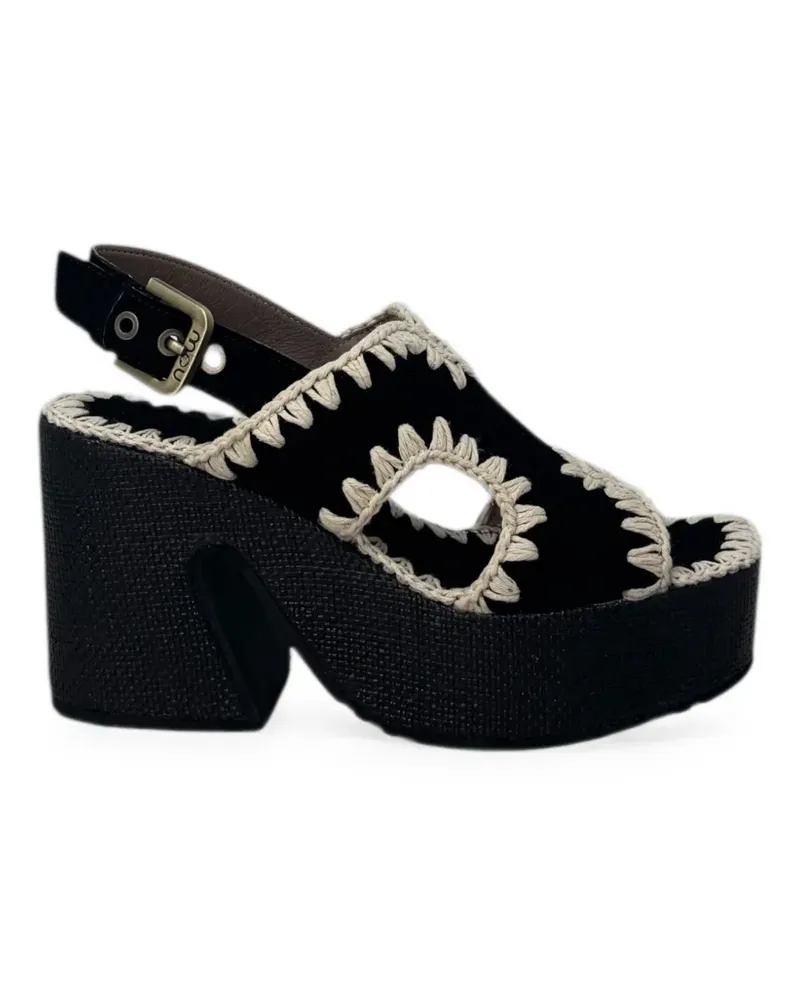 Mou crochet-trim platform sandals - Schwarz Schwarz