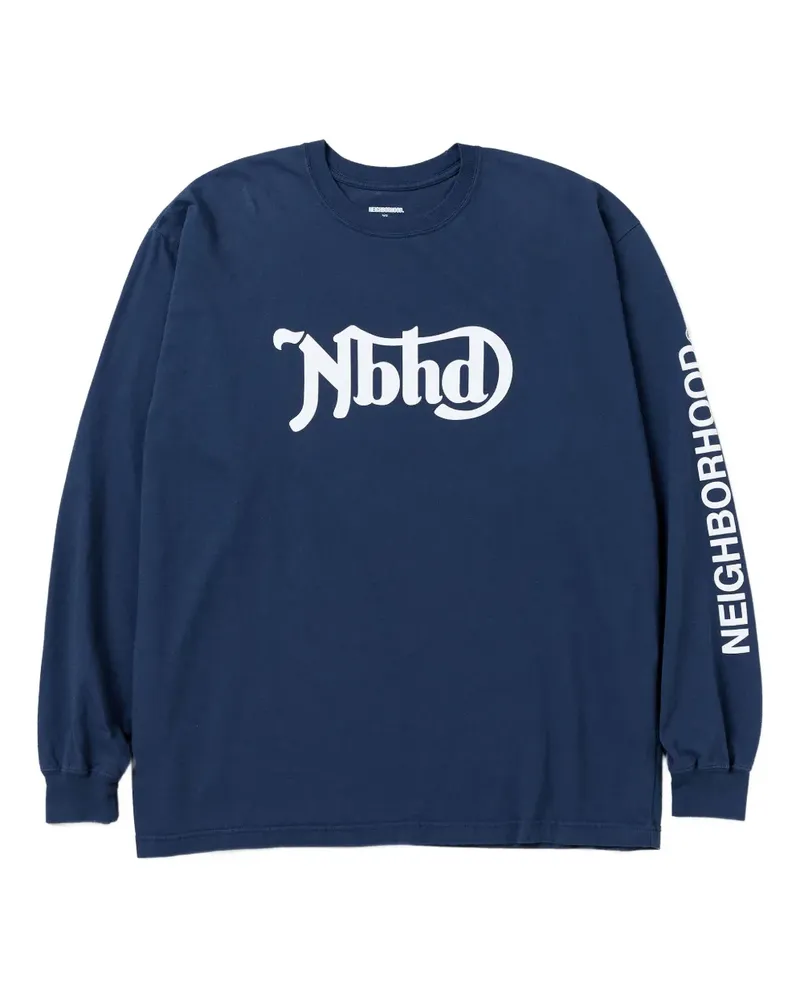 Neighborhood Langarmshirt mit Logo-Print - Blau Blau