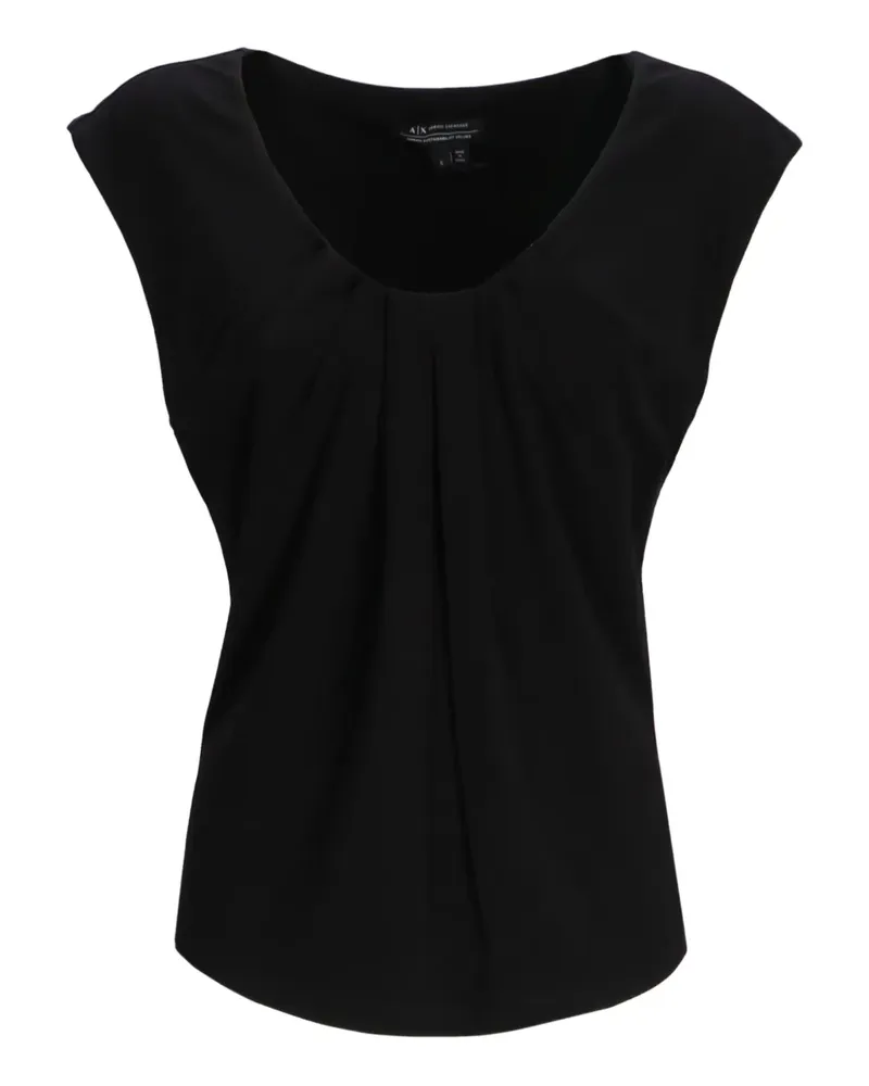 Armani Exchange pleated cap-sleeve top - Schwarz Schwarz