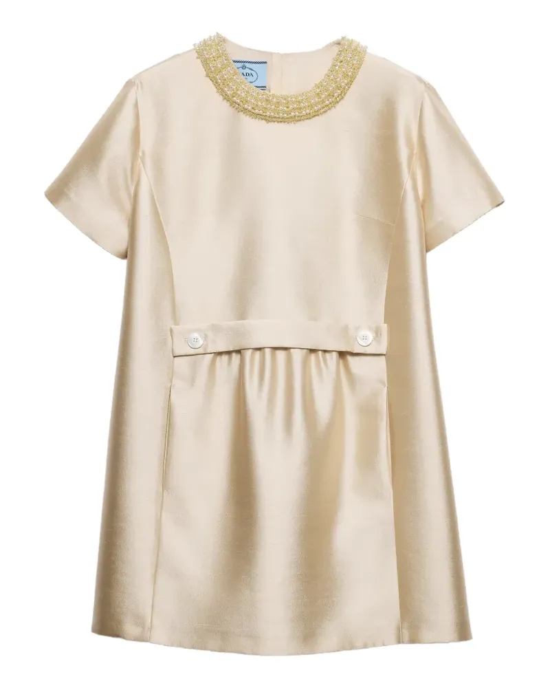 Prada embroidered double shantung dress - Nude Nude