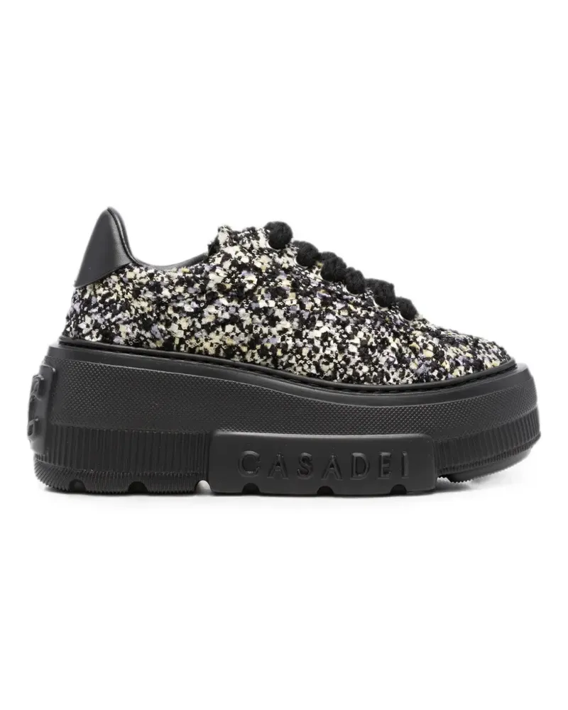 Casadei bouclé-knit platform sneakers - Schwarz Schwarz