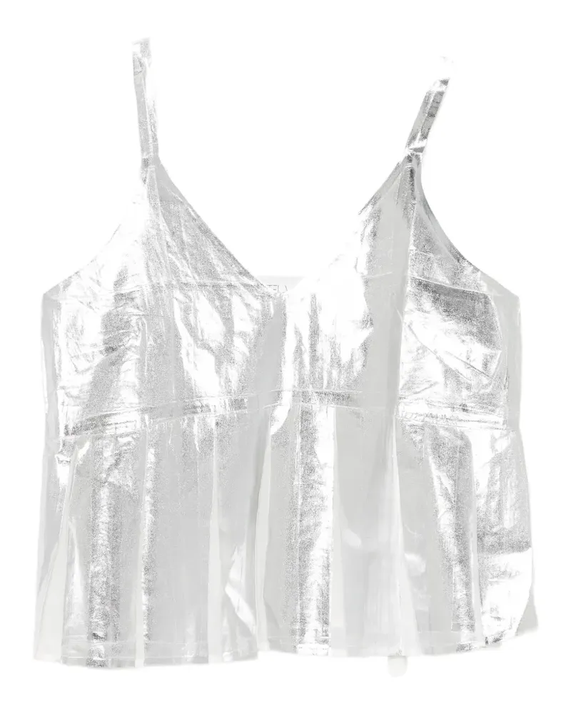 TELA metallic-effect pleated top - Silber Silber