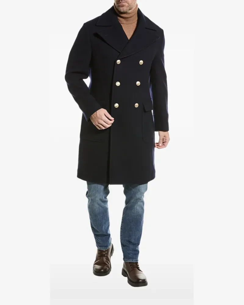 Brunello Cucinelli double-breasted wool-blend coat - Blau Blau