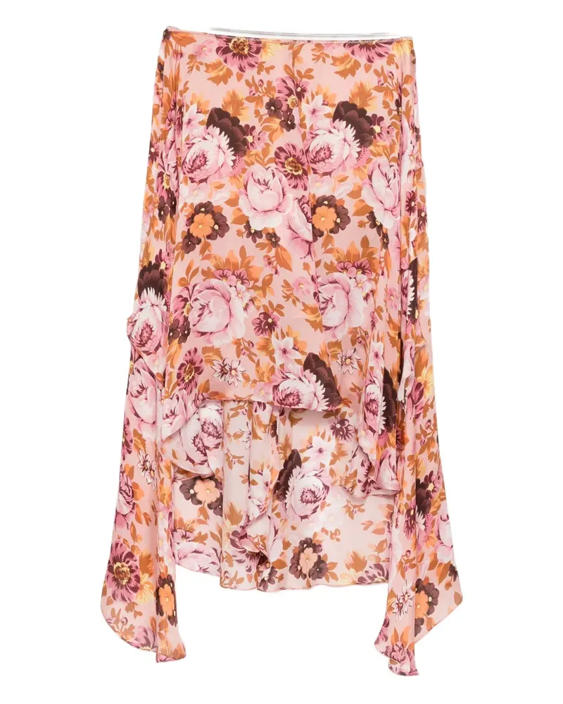 Chloé floral-print ruffled skirt - Rosa Rosa