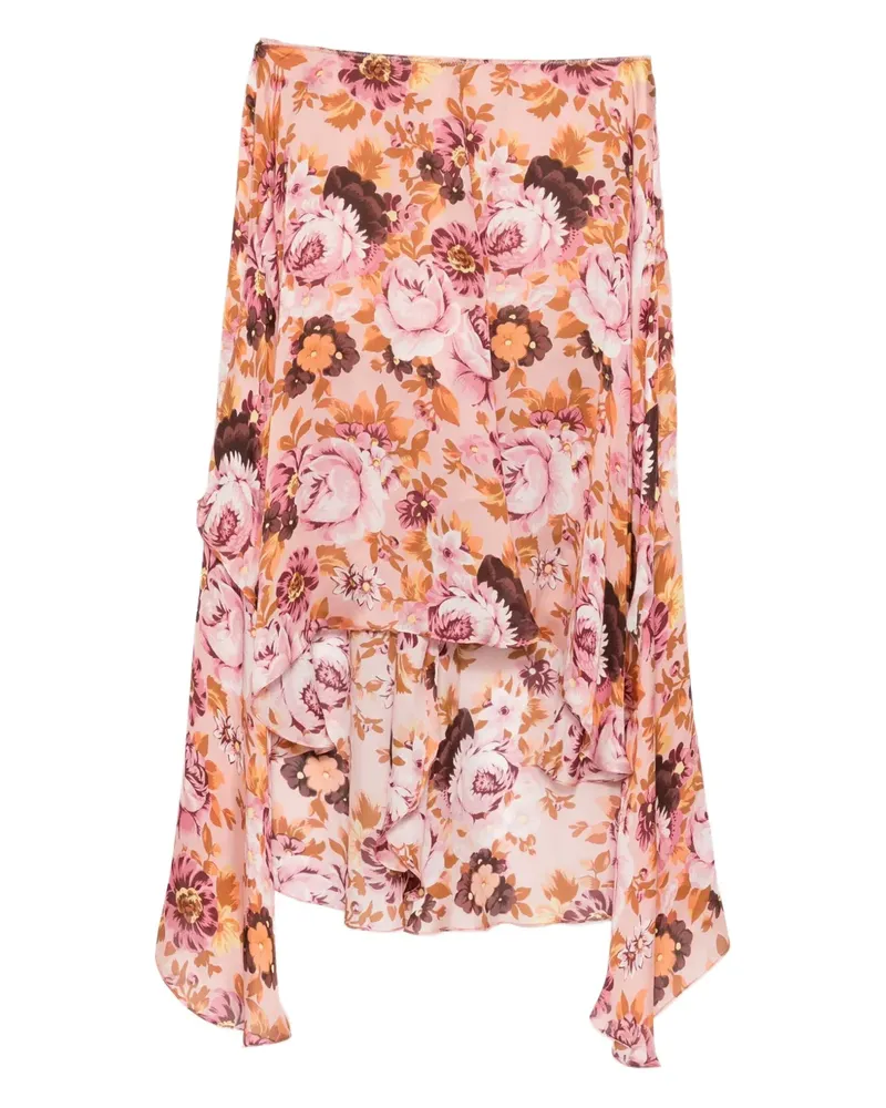 Chloé Gerüschter Rock mit Blumen-Print - Rosa Rosa