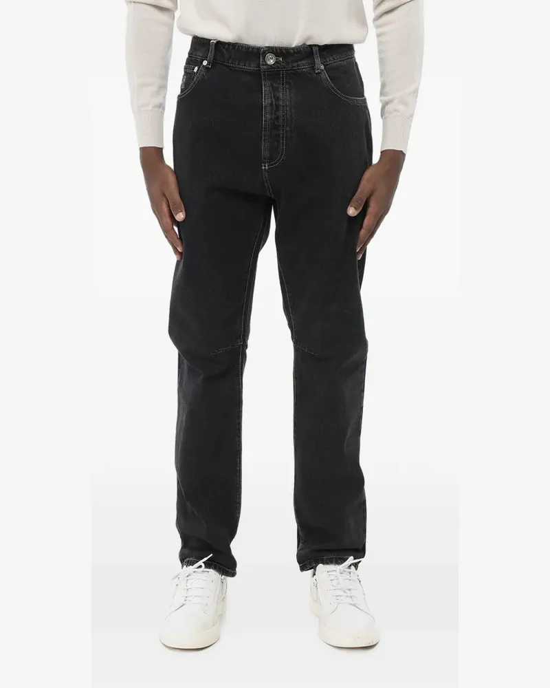 Brunello Cucinelli logo-patch straight jeans - Schwarz Schwarz