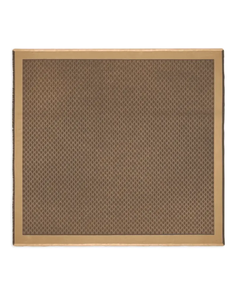 Gucci Gemusterter Schal mit Fransen - Braun Braun