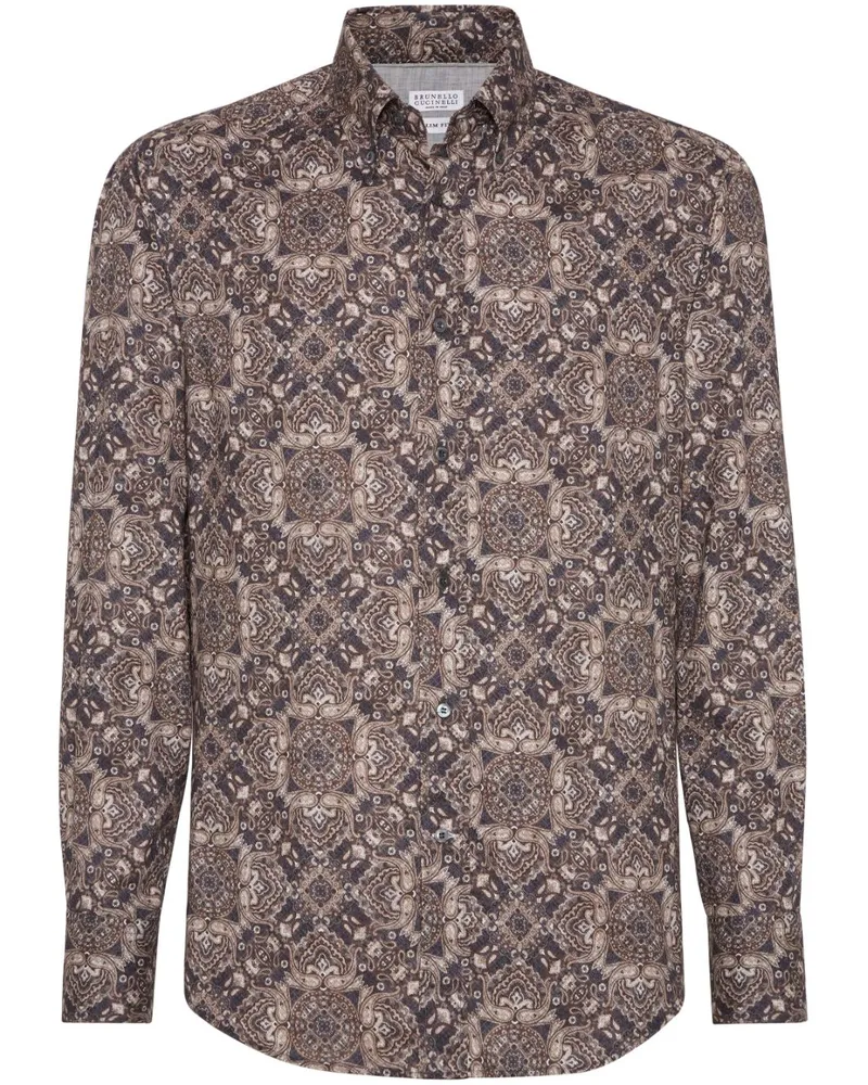 Brunello Cucinelli Hemd aus Baumwoll-Twill - Nude Nude